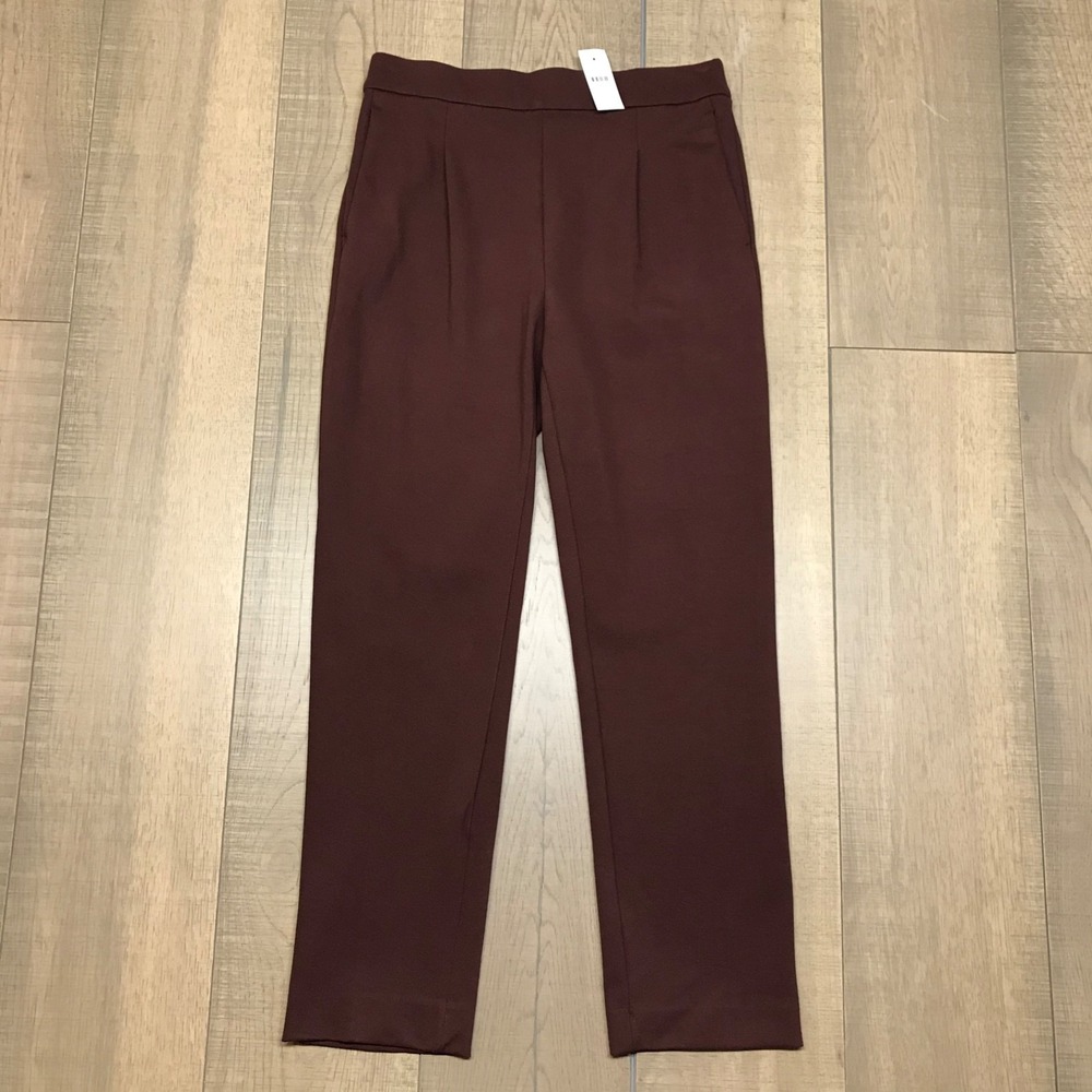 Ann Taylor Pants Womens Size S Brown Easy Ankle Tapered Leg Pull On Stretch NEW
